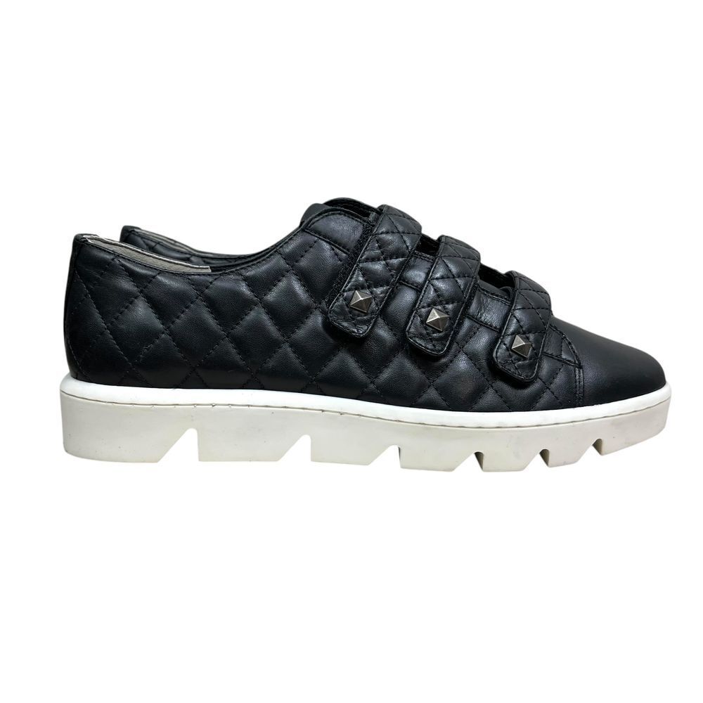 Bernardo Dillon Women Quilted Sneakers Black Leather Studded Chunky Soles Sz 10M